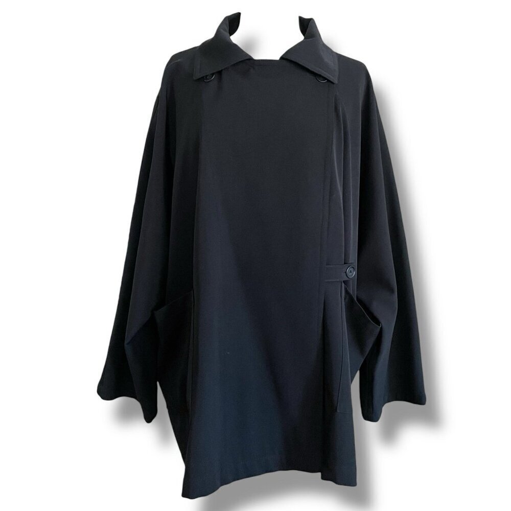 Ivan Grundahl Womens Jacket XS Black Wool Oversized Lagenlook Minimalist Coat - Picture 2 of 11